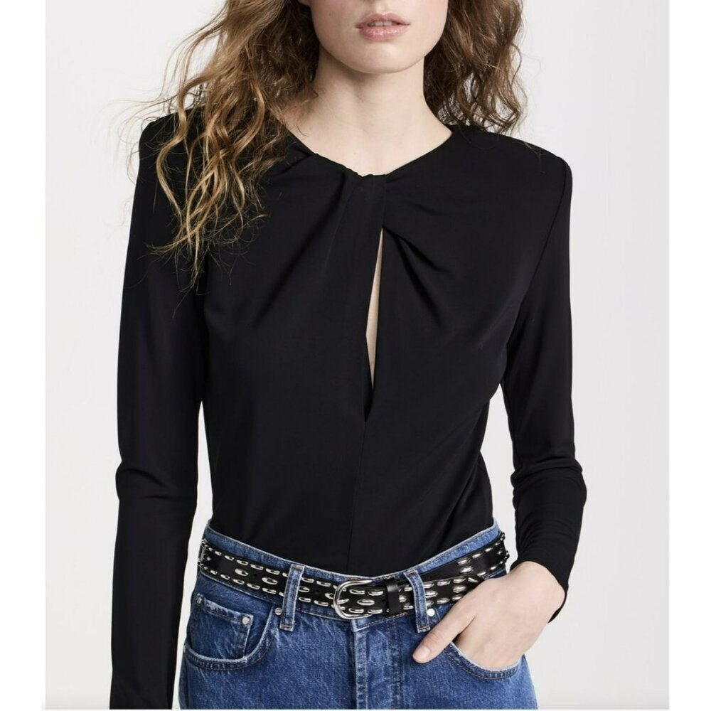 Anine Bing $250 Amaya Black Cutout Long Sleeve Top Medium NWT